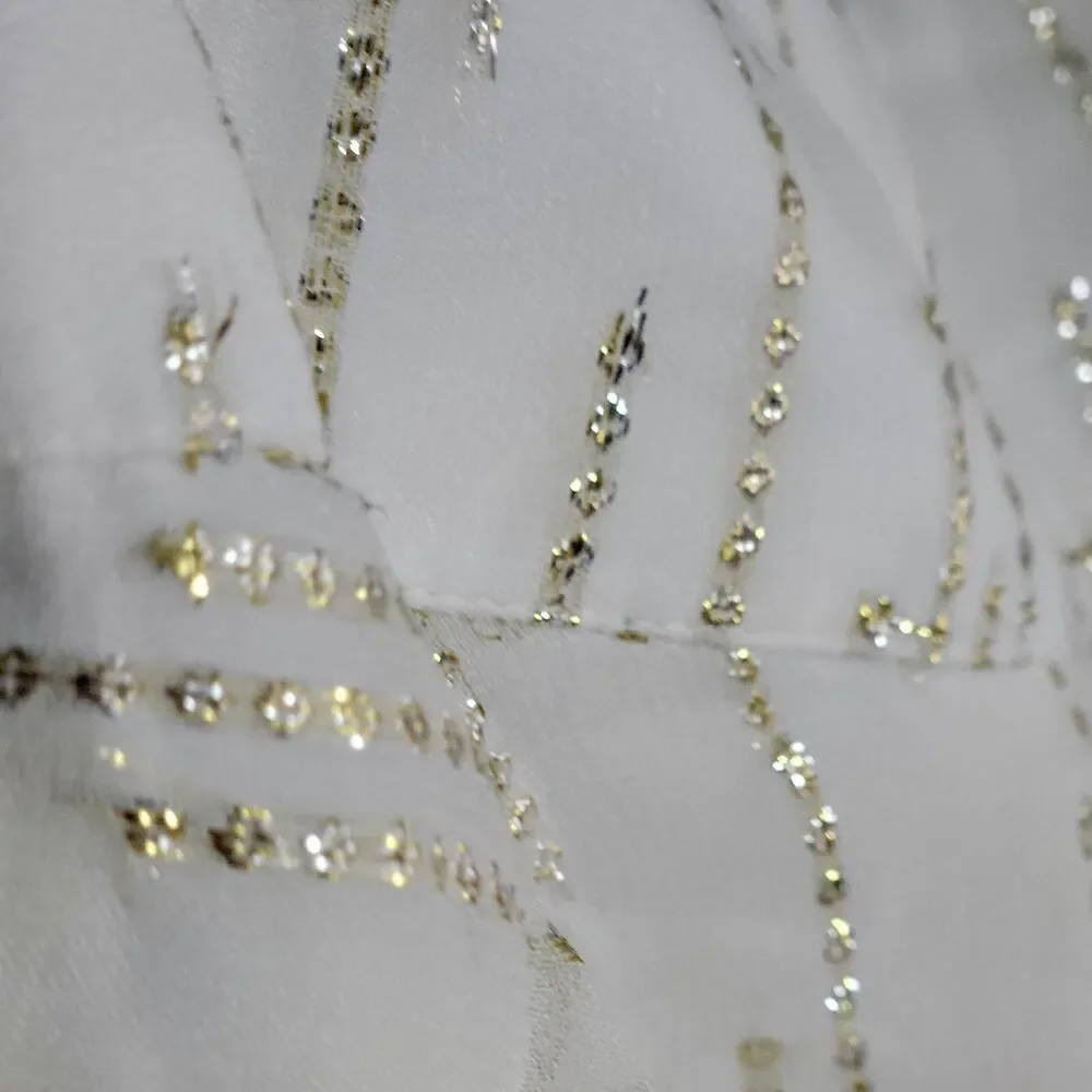 SHORE Coastal Boho Chiffon Maxi Skirt White Metallic Gold sz M | NWT $248 - Picture 3 of 8